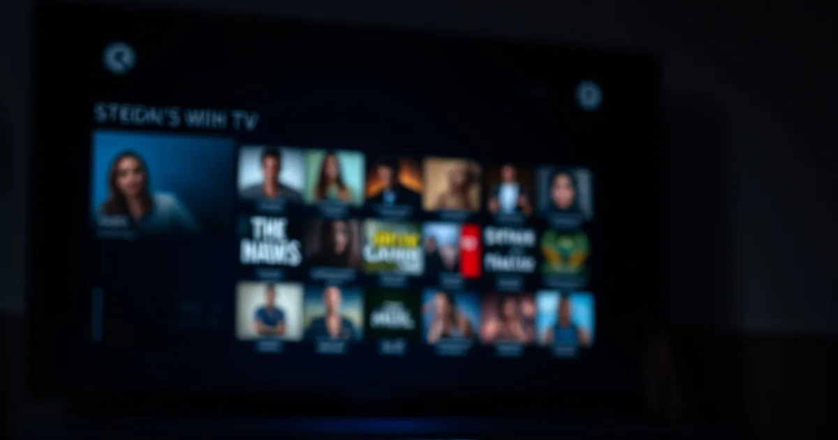 Un Firestick e un Android TV Box a confronto su una consolle scura davanti a una TV con luce blu soffusa in un salotto in penombra